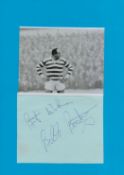 Rugby. Billy Boston MBE Signed Signature Piece with Small Black and White Photo Attached to Blue