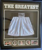 Boxing Muhammad Ali The Greatest signed 33x38 in Boxing Shorts display. Good condition. All
