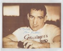 Boxing Gene Fullmer signed 8x6 black and white photo affixed to A4 sheet. Can be removed off