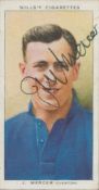 Football Joe Mercer signed vintage Wills Cigarette card pictured during his playing days with