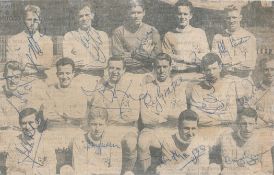 Football Blackpool F.C legends multi signed 9x6 inch black and white newspaper photo 13 great