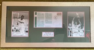 Cricket Legend Clive Lloyd signed West Indies v Lancashire cover and unsigned photo framed and