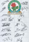 Football Blackburn Rovers multi signed 2022-2023 A4 team sheet includes 18 signatures such as