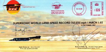 Andy Green OBE and Richard Noble signed FDC Supersonic World Land Speed Record 763.035mph 15th Oct