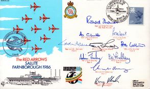 The Red Arrows Salute Farnborough 1986 multi signed FDC by R M Thomas, A B Chubb, P D Lees, G I