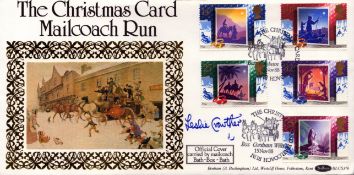Leslie Crowther signed The Christmas Card Mailcoach run FDC.5 Stamps and 2 postmarks. Postmark The