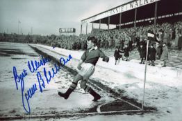 Frank Blunstone signed 12x8 inch black and white photo playing football. Good condition. All