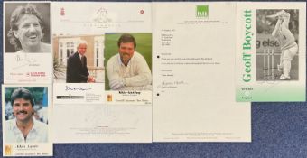 Cricket collection includes a black and white signed postcard of Ian Botham, a signed biographical
