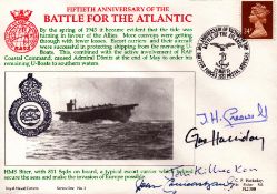 50th Anniversary of the Battle for The Atlantic FDC signed by J H Greswell, Sir Roy Halliday, Lord