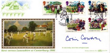 Sir Colin Cowdrey signed Kent V Lancashire 1906 at Canterbury FDC. 5 Summertime Stamps 2