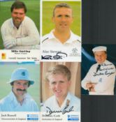 Cricket collection of 4 signed colour postcards of England cricketers Mike Gatting, Alec Stewart,