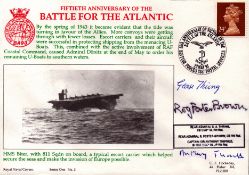 50th Anniversary of the Battle for The Atlantic FDC signed by G a Thring, R Foster-Brown and Anthony