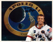 Alan Shepard JR signed Apollo 14 NASA original 10x8 inch colour photo dedicated inscribed To Mark