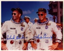 Richard Gordon JR and Charles Conrad JR signed 10x8 inch colour photo pictured in space suit. From
