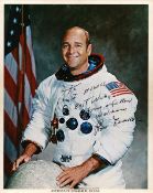Ronald E. Evans signed NASA original 10x8 inch colour photo pictured in white space suit