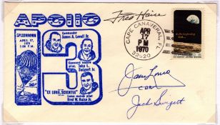 Apollo 13 multi signed cover includes crew members Jack Lovell, Jack Swigert and Fred Haise PM