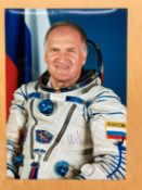 Cosmonaut Victor Afanyashev signed 7 x 5 inch colour space suit photo. From single vendor Space