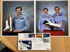British Astronaut Nigel Wood signed Space FDC with two 10 x 8 unsigned colour photos. From single
