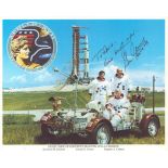 Eugene A. Cernan signed NASA original Apollo XVII 10x8 inch colour photo pictured with crew