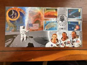 Apollo 14 moonwalker Dr Edgar Mitchell signed Space cover NASA Astronaut. 30th Anniversary Apollo