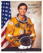 Bob Crippen signed official NASA spacesuit 10x8inch colour photo. Dedicated. From single vendor
