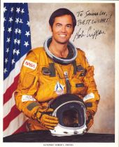 Bob Crippen signed official NASA spacesuit 10x8inch colour photo. Dedicated. From single vendor