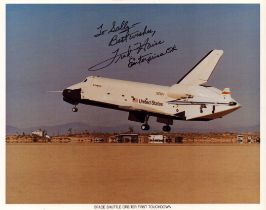 Fred Haise signed 10x8inch colour photo of Space Shuttle Orbiter first touchdown. Dedicated. From