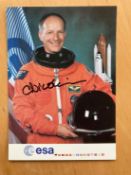 ESA Astronaut Claude Nicollier signed 6 x 4 inch colour portrait promo photocard. From single vendor