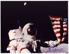 Eugene Cernan signed 14x11 colour photo pictured during the Apollo XVII mission. From single