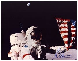 Eugene Cernan signed 14x11 colour photo pictured during the Apollo XVII mission. From single