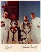Charles Conrad JR and Gordon Cooper JR signed 10x8 inch colour photo pictured in Space suit. From