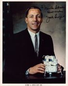 John L. Swigert signed 10x8 inch original NASA colour photo pictured in suit. From single vendor