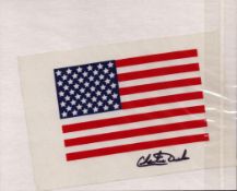 Charles Duke JR signed 8x6 inch BETA stars and stripes patch. From single vendor Space Astronaut