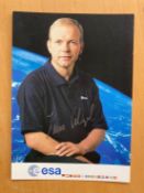 ESA Astronaut Hans Schlegel signed 6 x 4 inch colour portrait promo photocard. From single vendor
