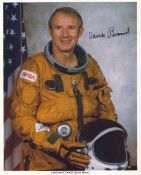 Vance D Brand signed 10x8inch colour official NASA photo in space suit. From single vendor Space