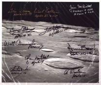 NASA Apollo Astronaut multi signed 12x10 moon surface colour photo 10 fantastic signatures
