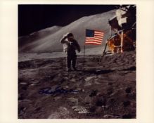 David R. Scott signed 10x8 inch colour photo pictured on the moon. From single vendor Space