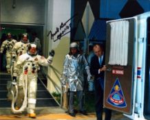 Frank Borman signed 10x8 inch colour photo pictured in Space suit inscribed Frank Borman Apollo 8.