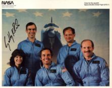 Sally K Ride signed official STS-7 NASA crew 10x8inch colour photo. From single vendor Space