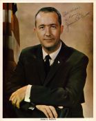James A. McDivitt signed NASA original 10x8 inch colour photo pictured in suit. From single vendor