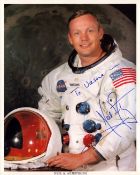 Neil Armstrong signed original NASA 10x8 inch colour photo pictured in Space suit dedicated. From