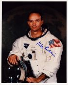 Michael Collins signed 10x8 inch NASA colour photo pictured in Space suit. From single vendor