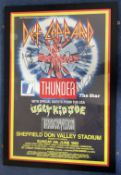 Def Leppard multi signed 32x22 framed and mounted Thunder promo poster Don Valley Stadium 1993