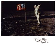 Space Apollo XI Buzz Aldrin signed 10x8 inch colour photo pictured during the Apollo XI mission.