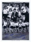 Football Autographed Tottenham 1961 Montage Edition : B/W, Measuring 16 X 12 Depicting A Montage