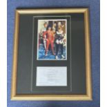 Queen 22x17 inch overall mounted and framed vintage recording contract and photo dated December 1,