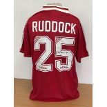 Neil Ruddock signed Liverpool retro replica home shirt signature on number on the back. Size medium.