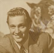 William Holden signed vintage 4x4 inch approx. sepia photo. Good condition. All autographs are