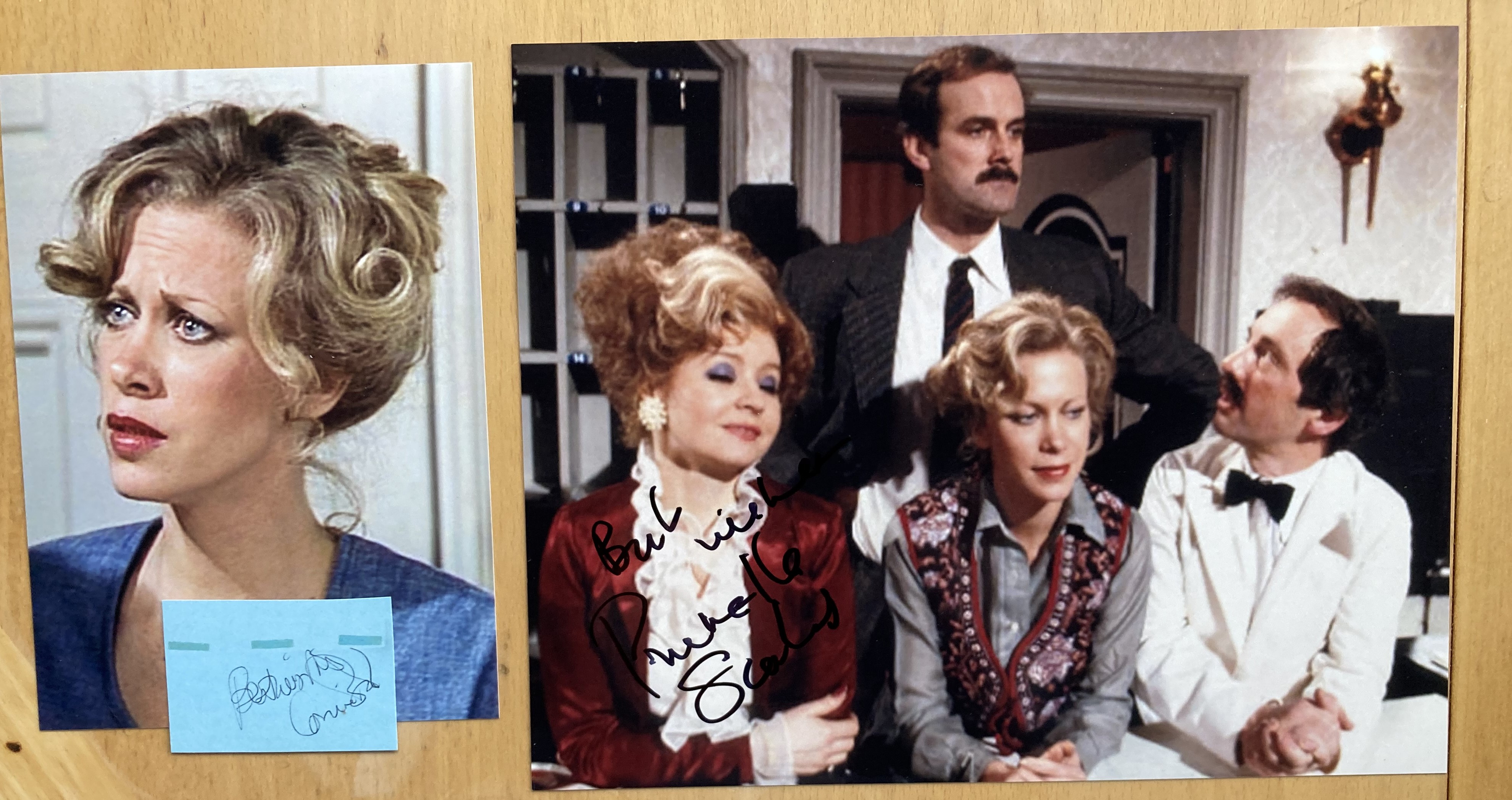 Fawlty Towers Prunella Scales signed 10 x 8 colour cast phot with Connie Booth signature piece and