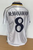 Steve McManaman signed Real Madrid retro replica home shirt. Signature on the back. Size Medium.